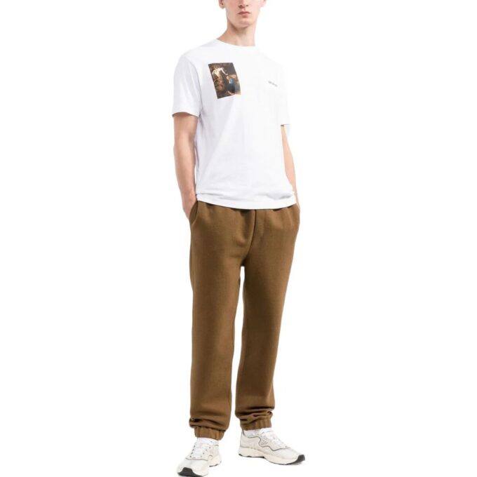 T-shirt blanc à col rond et Shorts Off-White pour homme FW22, version standard, avec imprimé de personnage