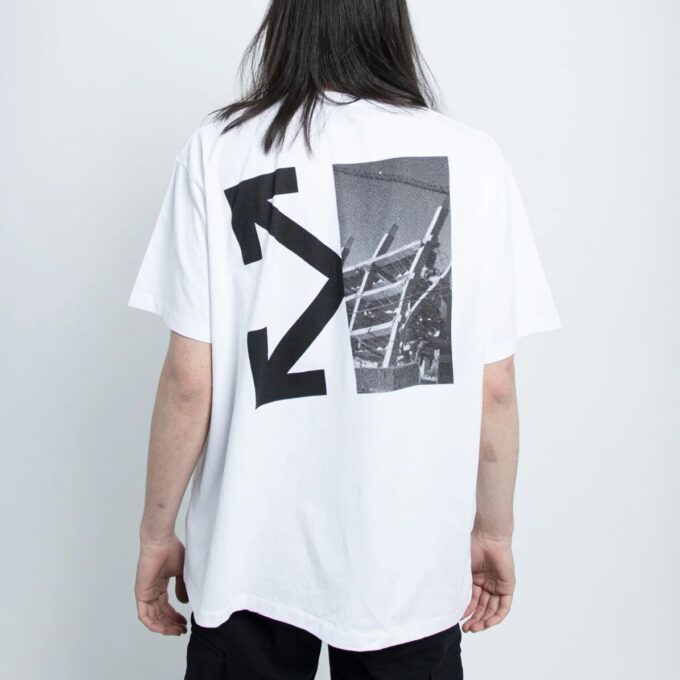 T-shirt blanc à flèches fendues pour homme C/O Virgil Abloh
