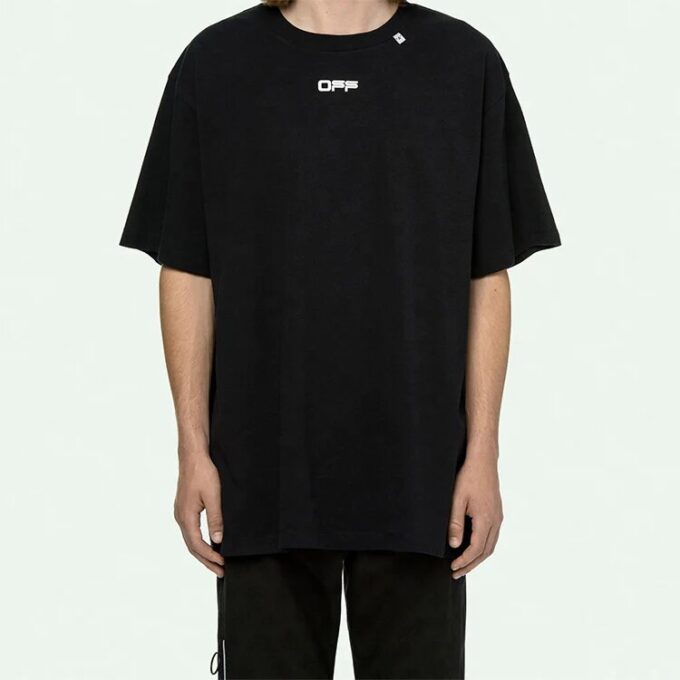 T-shirt blanc à lignes ondulées, imprimé, shorts, coupe ample, noir