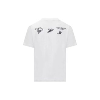 T-shirt blanc à manches courtes en coton imprimé Off-White pour homme