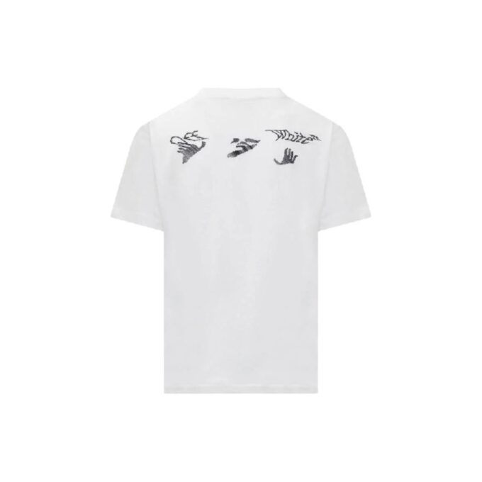 T-shirt blanc à manches courtes en coton imprimé Off-White pour homme