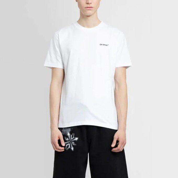 T-shirt blanc à manches courtes en coton unie avec imprimé zèbre Off-White pour homme, collection printemps-été 2022