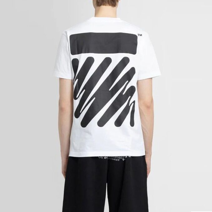 T-shirt blanc à manches courtes en coton unie avec imprimé zèbre Off-White pour homme, collection printemps-été 2022