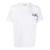 T-shirt blanc à manches courtes et col rond avec poche et rayures sur la poitrine pour homme Off-White