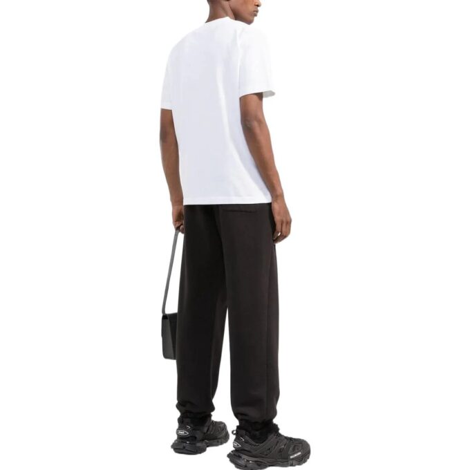 T-shirt blanc à manches courtes et col rond avec poche et rayures sur la poitrine pour homme Off-White