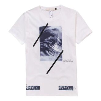 T-shirt blanc à manches courtes et col rond imprimé « Alphabet Waves »
