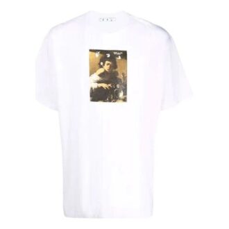 T-shirt blanc à manches courtes et col rond imprimé Off-White pour homme, collection automne-hiver 2021