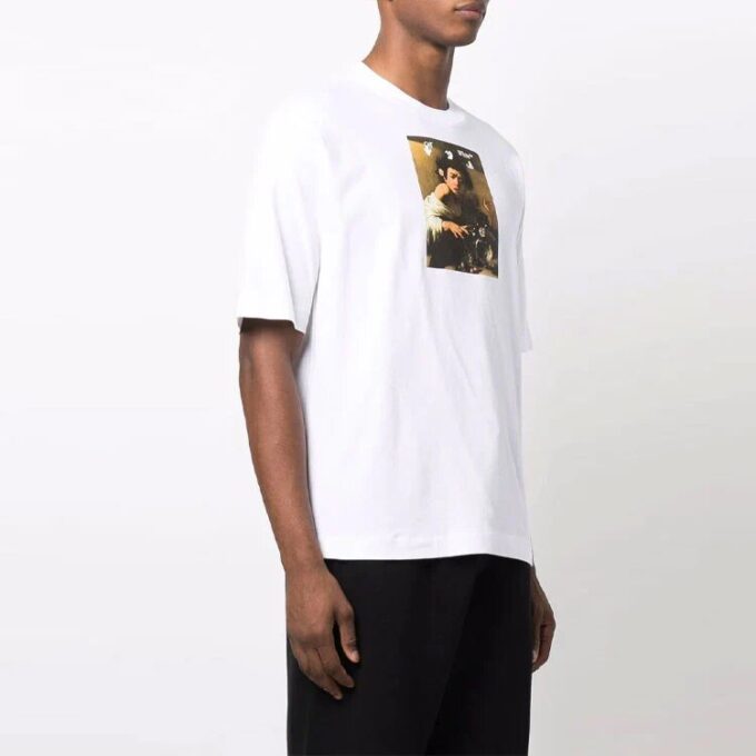 T-shirt blanc à manches courtes et col rond imprimé Off-White pour homme, collection automne-hiver 2021