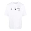 T-shirt blanc à manches courtes et col rond Off-White pour homme avec logo imprimé