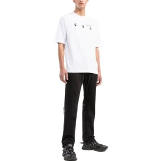 T-shirt blanc à manches courtes et col rond Off-White pour homme avec logo imprimé