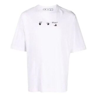 T-shirt blanc à manches courtes et col rond Off-White pour homme, collection FW21, logo, coupe ample