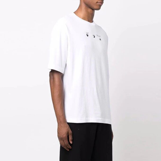 T-shirt blanc à manches courtes et col rond Off-White pour homme, collection FW21, logo, coupe ample