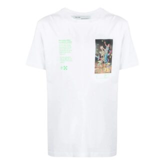 T-shirt blanc à manches courtes et col rond Off-White pour homme FW22 avec imprimé de lettres de l&rsquo;alphabet