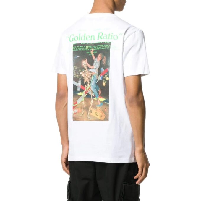 T-shirt blanc à manches courtes et col rond Off-White pour homme FW22 avec imprimé de lettres de l&rsquo;alphabet
