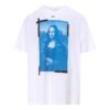 T-shirt blanc à manches courtes et col rond Off-White pour homme, imprimé Mona Lisa et flèche