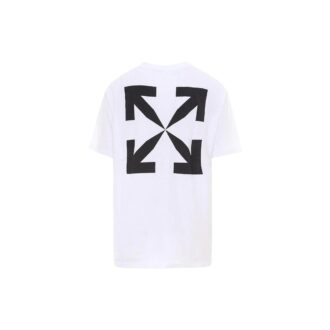T-shirt blanc à manches courtes et col rond Off-White pour homme, imprimé Mona Lisa et flèche