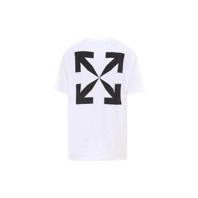 T-shirt blanc à manches courtes et col rond Off-White pour homme, imprimé Mona Lisa et flèche