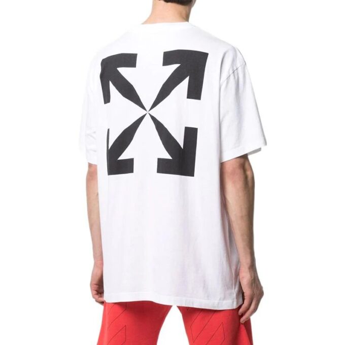 T-shirt blanc à manches courtes et col rond Off-White pour homme, imprimé Mona Lisa et flèche