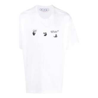 T-shirt blanc à manches courtes et coupe ample avec logo imprimé SS22