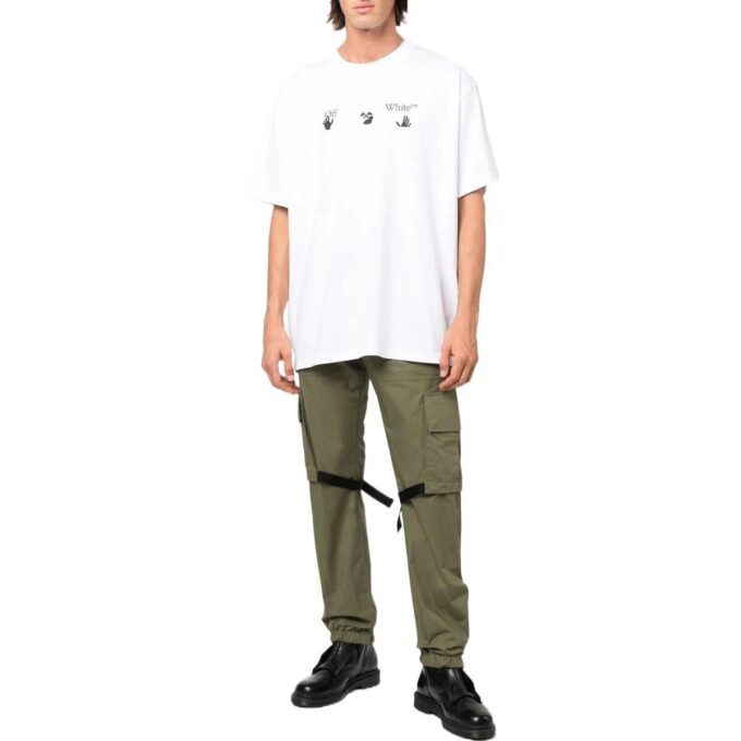 T-shirt blanc à manches courtes et coupe ample avec logo imprimé SS22