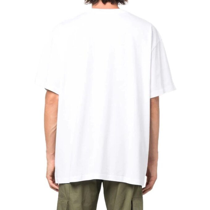 T-shirt blanc à manches courtes et coupe ample avec logo imprimé SS22