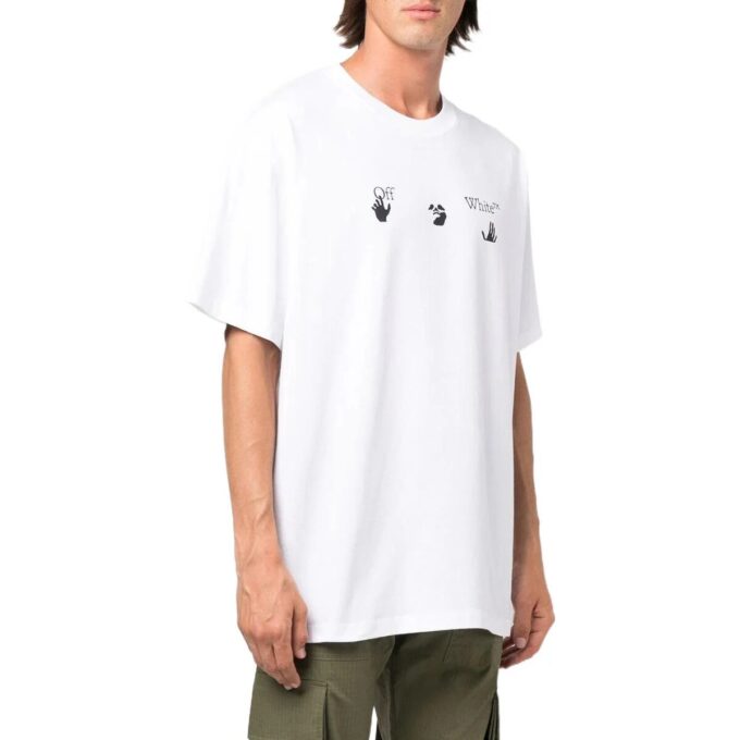T-shirt blanc à manches courtes et coupe ample avec logo imprimé SS22