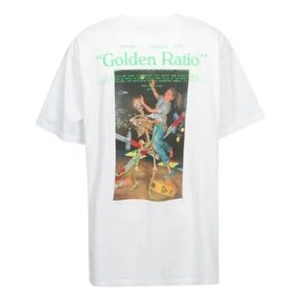 T-shirt blanc à manches courtes et coupe ample Off-White pour homme, avec motif squelette peint, C/O VIRGIL ABLOH