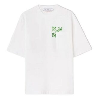 T-shirt blanc à manches courtes et coupe ample Off-White pour homme SS22 avec motif Diagonal Arrow et peinture en spray