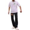 T-shirt blanc à manches courtes et coupe ample Off-White pour homme SS22 avec motif Diagonal Arrow et peinture en spray