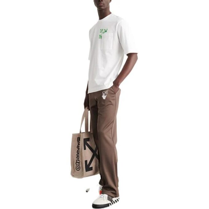 T-shirt blanc à manches courtes et coupe ample Off-White pour homme SS22 avec motif Diagonal Arrow et peinture en spray
