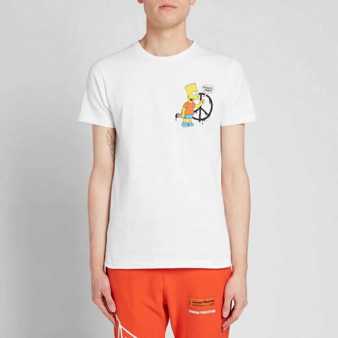 T-shirt blanc à manches courtes Off-White Men&rsquo;s x The Simpsons/ The Simpsons Crossover Printing, version standard