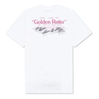 T-shirt blanc à manches courtes Off-White pour homme avec imprimé Golden Ratio en or jaune