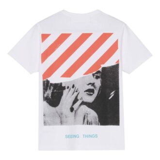 T-shirt blanc à manches courtes Off-White pour homme avec imprimé Marilyn Monroe