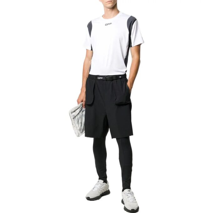T-shirt blanc à manches courtes Off-White pour homme avec logo imprimé sur les Shorts