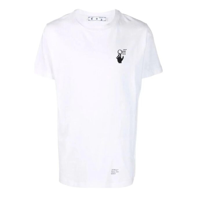 T-shirt blanc à manches courtes Off-White pour homme, collection printemps-été 2022, couleur unie avec logo imprimé sur la poitrine