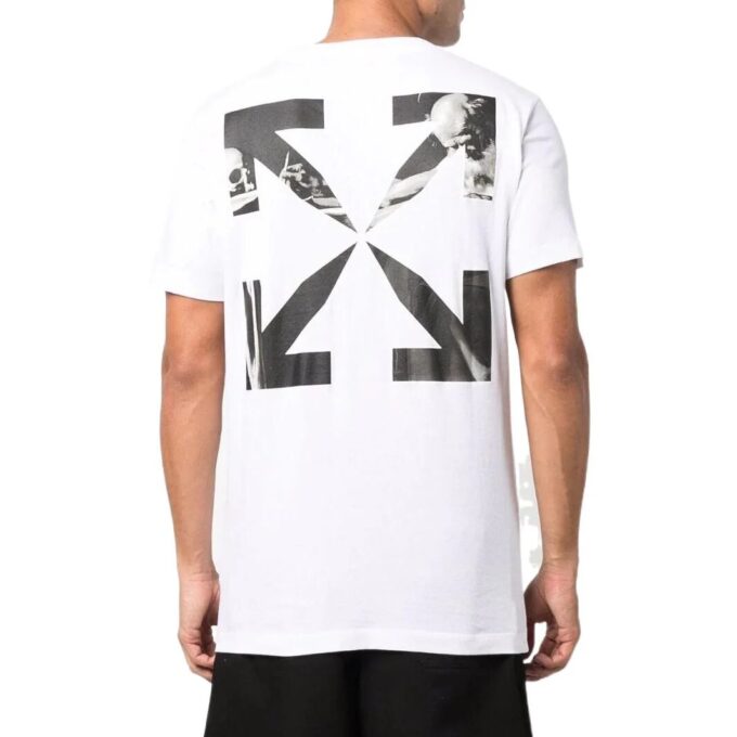 T-shirt blanc à manches courtes Off-White pour homme, collection printemps-été 2022, couleur unie avec logo imprimé sur la poitrine