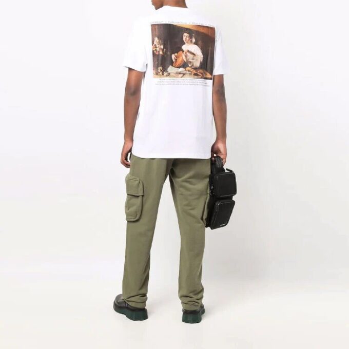 T-shirt blanc à manches courtes Off-White pour homme FW21 avec imprimé Caravaggio