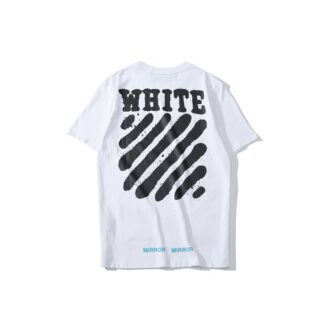 T-shirt blanc à manches courtes Off-White pour homme, imprimé « Splash Ink » à rayures tigrées, en collaboration avec Virgil Abloh