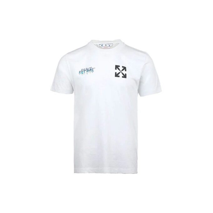 T-shirt blanc à manches courtes Off-White pour homme SS22 avec imprimé classique « Chest Classic Arrow Alphabet »