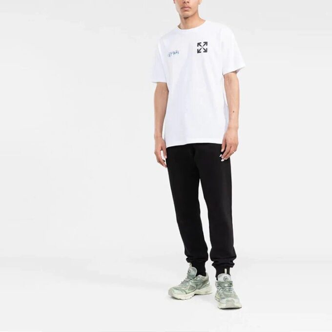 T-shirt blanc à manches courtes Off-White pour homme SS22 avec imprimé classique « Chest Classic Arrow Alphabet »