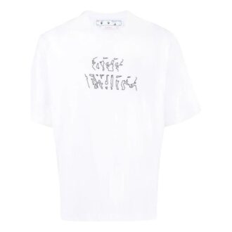 T-shirt blanc à manches courtes unie avec motif flèche Off-White pour homme, collection printemps-été 2022