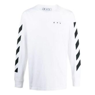 T-shirt blanc à manches longues imprimé Off-White pour homme