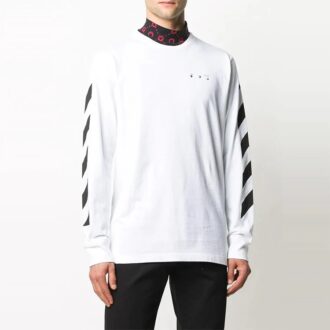 T-shirt blanc à manches longues imprimé Off-White pour homme