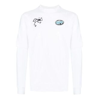 T-shirt blanc à manches longues Off-White pour homme, collection printemps-été 2022, imprimé graffiti minimaliste