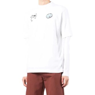 T-shirt blanc à manches longues Off-White pour homme, collection printemps-été 2022, imprimé graffiti minimaliste