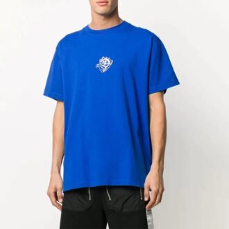 T-shirt bleu imprimé logo Off-White pour homme