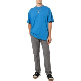 T-shirt bleu à manches courtes et col rond pour homme Off-White, unicolore avec grand logo dans le dos