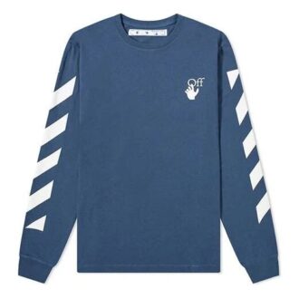 T-shirt bleu à manches longues imprimé flèches