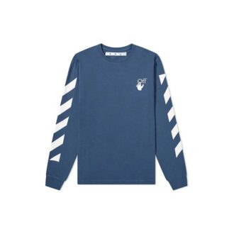 T-shirt bleu à manches longues imprimé flèches