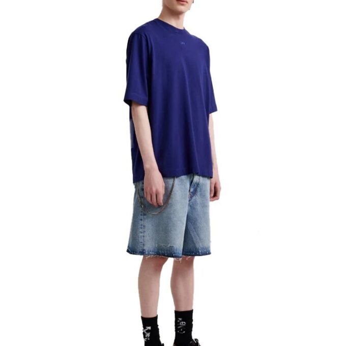 T-shirt bleu oversize à manches courtes et flèche en caoutchouc FW21